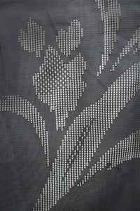 Haori Jacket Vintage(1950-1980) Black See-Through Flower Silk #8762A1