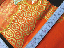 Load image into Gallery viewer, BCF#2825 Silk Kimono Fabric Vintage(1950-1980) Embroidery Orange 205cm (80.7in)

