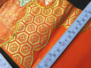 BCF#2825 Silk Kimono Fabric Vintage(1950-1980) Embroidery Orange 205cm (80.7in)