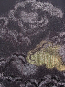 Haori Jacket Vintage(1950-1980) Black Gold Silver Glinting Cloud #134