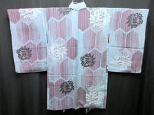 Load image into Gallery viewer, Haori Jacket Vintage(1920-1950) Light Blueish Gray Wine red Black Leaf Long Silk #7618H4
