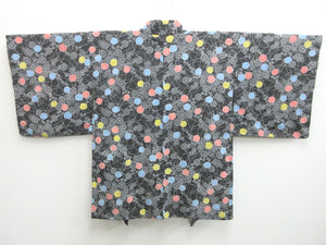 Haori Jacket Vintage(1950-1980) Black Chrysanthemum Silk #8001N1