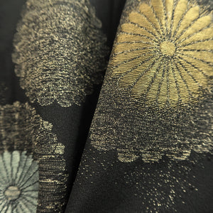 Haori Jacket Vintage(1950-1980) Black Chrysanthemum Silk #9572H3