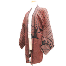 Load image into Gallery viewer, Haori Jacket Vintage(1950-1980) Black Vermillion Shibori Wave Silk #9563H3
