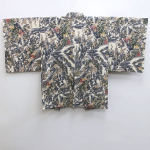 Haori Jacket Vintage(1950-1980) White Flower Silk #9078D2