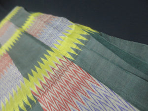 MKF#141 Silk Kimono Fabric Vintage(1920-1950) Meisen Green 54.3x13.0in(138x33cm)