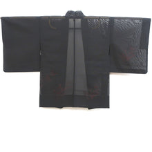 Load image into Gallery viewer, Haori Jacket Vintage(1950-1980) Black Wine red See-Through Grass Silk #9031D1
