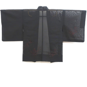 Haori Jacket Vintage(1950-1980) Black Wine red See-Through Grass Silk #9031D1