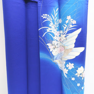 Kimono Blue Butterfly Peony Silk #9331F3