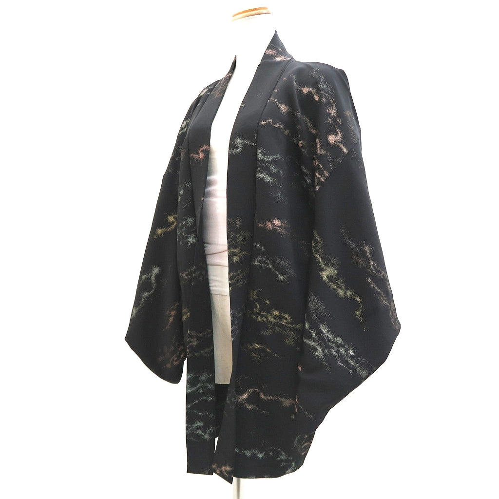 Haori Jacket Vintage(1950-1980) Black Gold Cloud Silk #9598H4