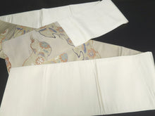 Load image into Gallery viewer, Fukuro Obi Vintage(1950-1980) Gold Crane Peony Kiku Michinagadori Silk BB57W4
