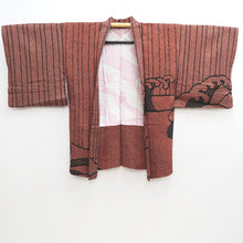 Load image into Gallery viewer, Haori Jacket Vintage(1950-1980) Black Vermillion Shibori Wave Silk #9563H3
