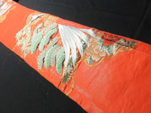 Load image into Gallery viewer, BCF#2827 Silk Kimono Fabric Vintage(1950-1980) Embroidery Orange 160cm (63.0in)
