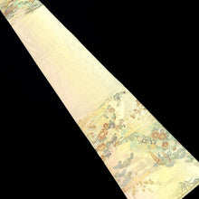 Load image into Gallery viewer, Fukuro Obi Gold Green Pink Peony Maple Leaf Chrysanthemum Silk BB215V3
