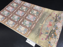 Load image into Gallery viewer, Fukuro Obi Gold Floral Windows Silk BB138W9
