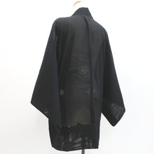 Load image into Gallery viewer, Haori Jacket Vintage(1950-1980) Black See-Through Bellflower Wave Silk #9194E1
