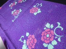 Load image into Gallery viewer, MKF#263 Silk Kimono Fabric Vintage(1920-1950) Flower Rinzu Purple 56.7x13.0in(144x33cm)
