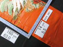 Load image into Gallery viewer, BCF#2827 Silk Kimono Fabric Vintage(1950-1980) Embroidery Orange 160cm (63.0in)
