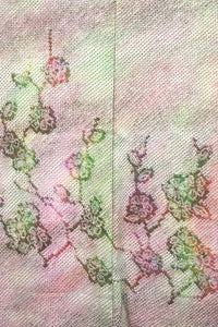 Haori Jacket Vintage(1950-1980) Green Pink Full Shibori Plum blossom Silk #8332C4