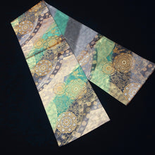 Load image into Gallery viewer, Fukuro Obi Vintage(1950-1980) Green Gold Silver Flower Birds Silk BB191V2

