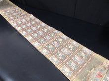 Load image into Gallery viewer, Fukuro Obi Gold Floral Windows Silk BB138W9
