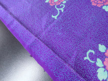 Load image into Gallery viewer, MKF#263 Silk Kimono Fabric Vintage(1920-1950) Flower Rinzu Purple 56.7x13.0in(144x33cm)
