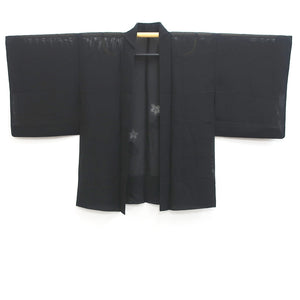 Haori Jacket Vintage(1950-1980) Black See-Through Bellflower Wave Silk #9194E1