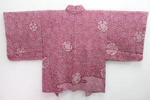 Haori Jacket Vintage(1950-1980) Ash Pink Full Shibori Flower Kumodori Silk #8294C2