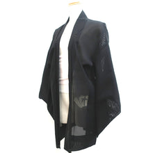 Load image into Gallery viewer, Haori Jacket Vintage(1950-1980) Black See-Through Folding Fan Bamboo Silk #9032D1
