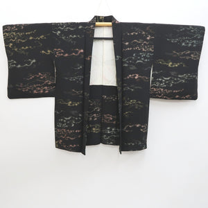Haori Jacket Vintage(1950-1980) Black Gold Cloud Silk #9598H4