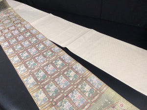 Fukuro Obi Gold Floral Windows Silk BB138W9