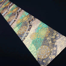 Load image into Gallery viewer, Fukuro Obi Vintage(1950-1980) Green Gold Silver Flower Birds Silk BB191V2
