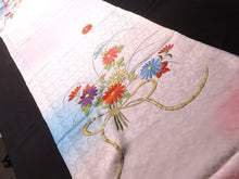 Load image into Gallery viewer, BCF#2828 Silk Kimono Fabric Vintage(1950-1980) Gradation Embroidery Flower Light Pink 180cm (70.9in)
