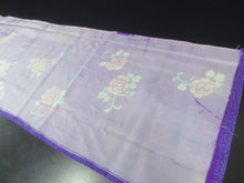 Load image into Gallery viewer, MKF#263 Silk Kimono Fabric Vintage(1920-1950) Flower Rinzu Purple 56.7x13.0in(144x33cm)
