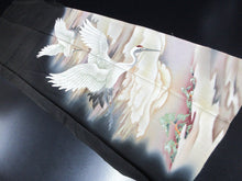 Load image into Gallery viewer, BCF#2922 Silk Tomesode Fabric Vintage(1920-1950) Crane Birds 43.3x13.8in(110x35cm)
