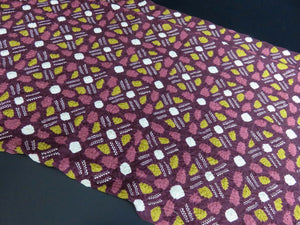 FF2514A Silk Kimono Fabric Vintage(1950-1980) Shibori Brown 37.4x11.8in(95x30cm)