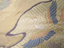 Load image into Gallery viewer, Fukuro Obi Vintage(1950-1980) Gold Crane Peony Kiku Michinagadori Silk BB57W4

