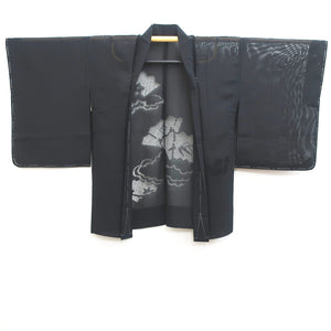 Haori Jacket Vintage(1950-1980) Black See-Through Folding Fan Bamboo Silk #9032D1