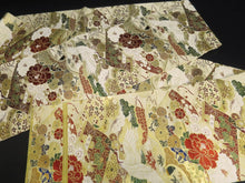 Load image into Gallery viewer, Maru Obi Vintage(1920-1950) Beige Gold Crane Birds Silk BB47W3
