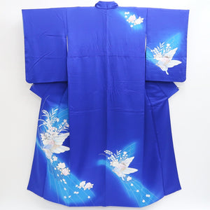 Kimono Blue Butterfly Peony Silk #9331F3