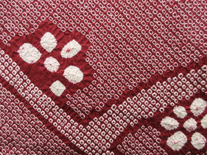 Haori Jacket Vintage(1950-1980) Wine red Full Shibori Branch Flower Silk #7872L4