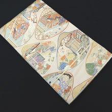 Load image into Gallery viewer, Fukuro Obi White Gold Heian Princess Kaiawase Silk BB231V3
