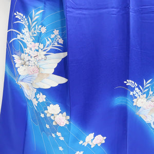 Kimono Blue Butterfly Peony Silk #9331F3