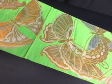 Load image into Gallery viewer, BB8225AA Silk Obi Fabric Vintage(1950-1980) Butterfly Green 101.6x12.2in(258x31cm)
