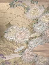 Load image into Gallery viewer, Fukuro Obi Vintage(1950-1980) Gold Chrysanthemum Silk BB118W7
