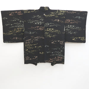 Haori Jacket Vintage(1950-1980) Black Gold Cloud Silk #9598H4