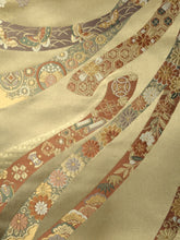 Load image into Gallery viewer, Fukuro Obi Gold Butterfly Chrysanthemum Silk BB98W6
