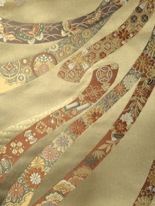 Fukuro Obi Gold Butterfly Chrysanthemum Silk BB98W6