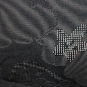 Haori Jacket Vintage(1950-1980) Black See-Through Bellflower Wave Silk #9194E1
