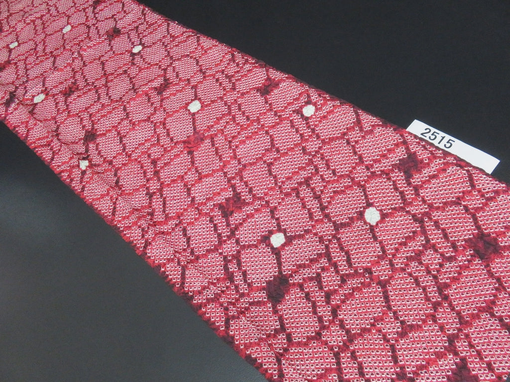 FF2515B Silk Kimono Fabric Vintage(1950-1980) Shibori Red 43.3x11.8in(110x30cm)